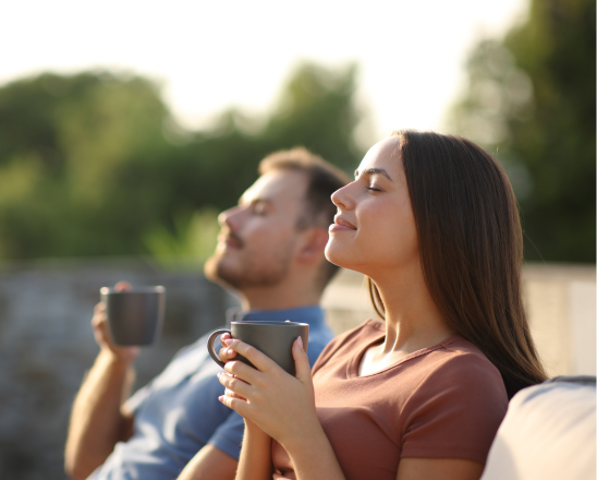 Couple drinking coffee